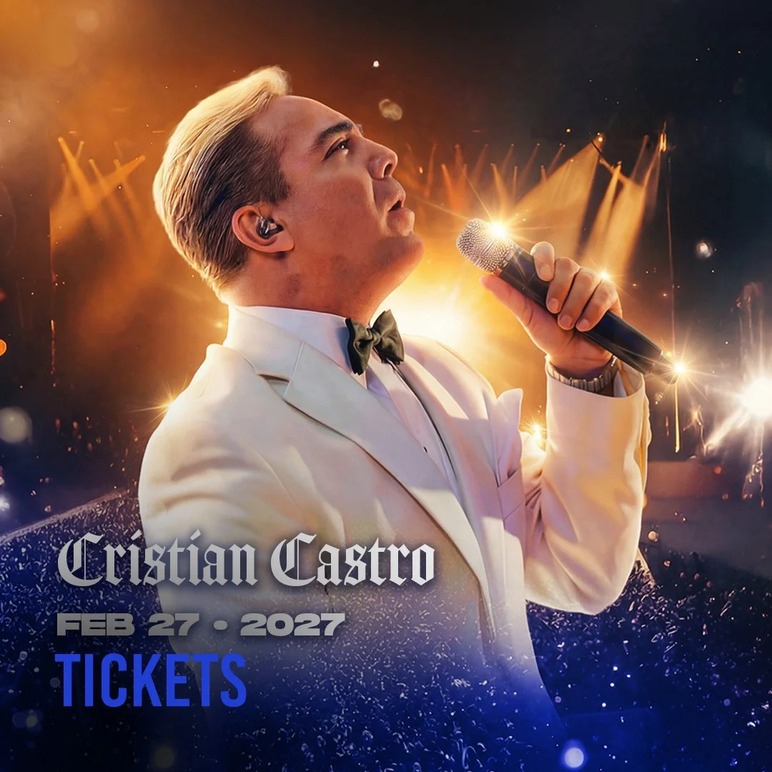 Flyer for Cristian Castro at Payne Arena in Hidalgo, TX on Saturday, February 27, 2027
