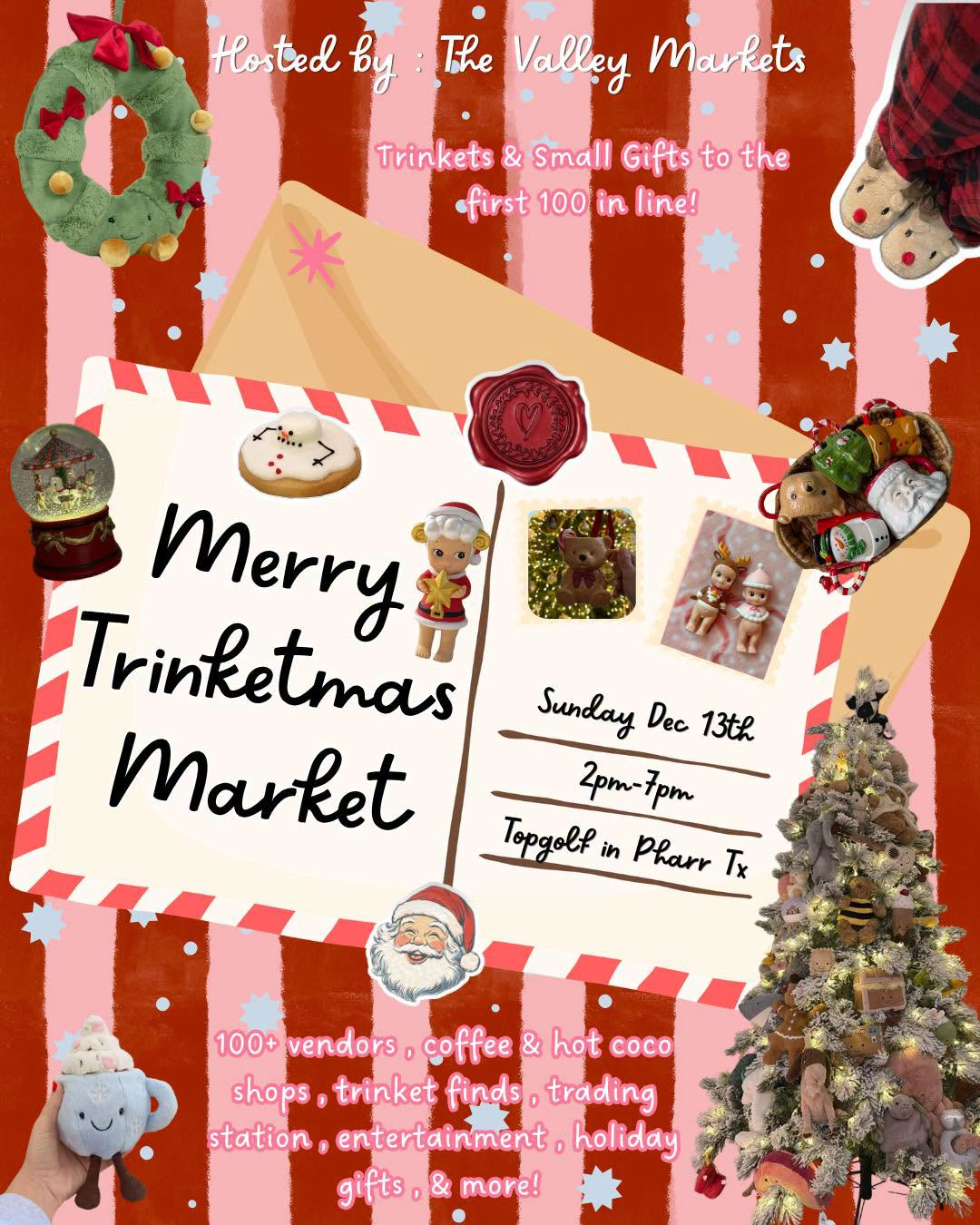 Flyer for Merry Trinketmas Market in Pharr, TX on Sunday, December 13, 2026